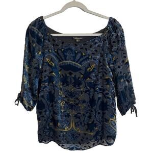 Dalia Women Y2K Floral Velvet Burnout Top Sz S Sheer Lined Dark Whimseygoth
